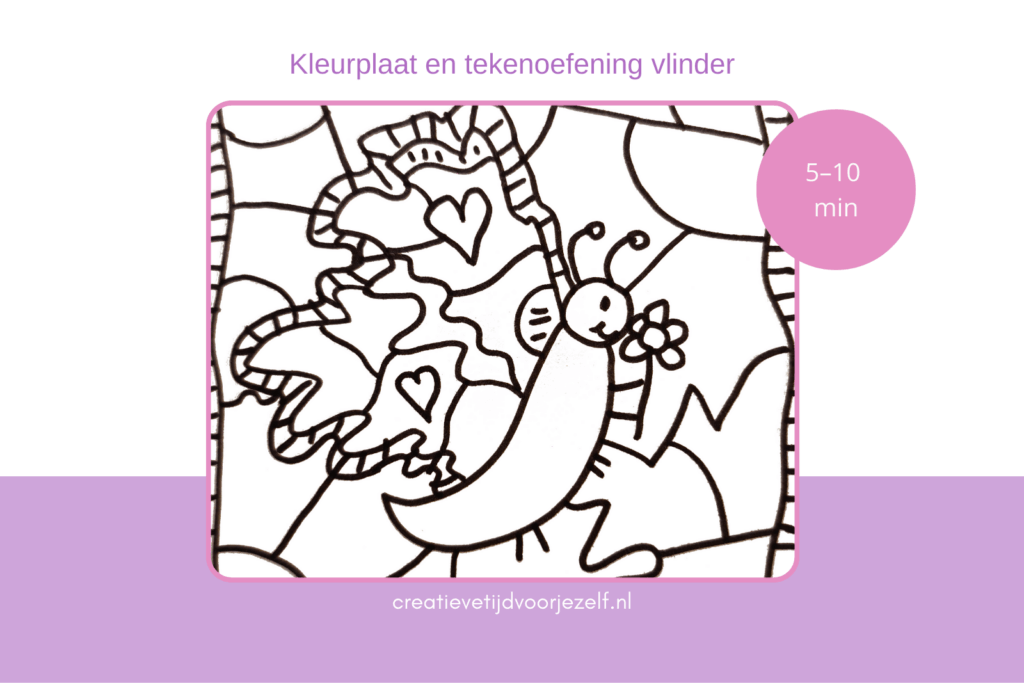 kleurplaat en mini tekenoefening vlinder