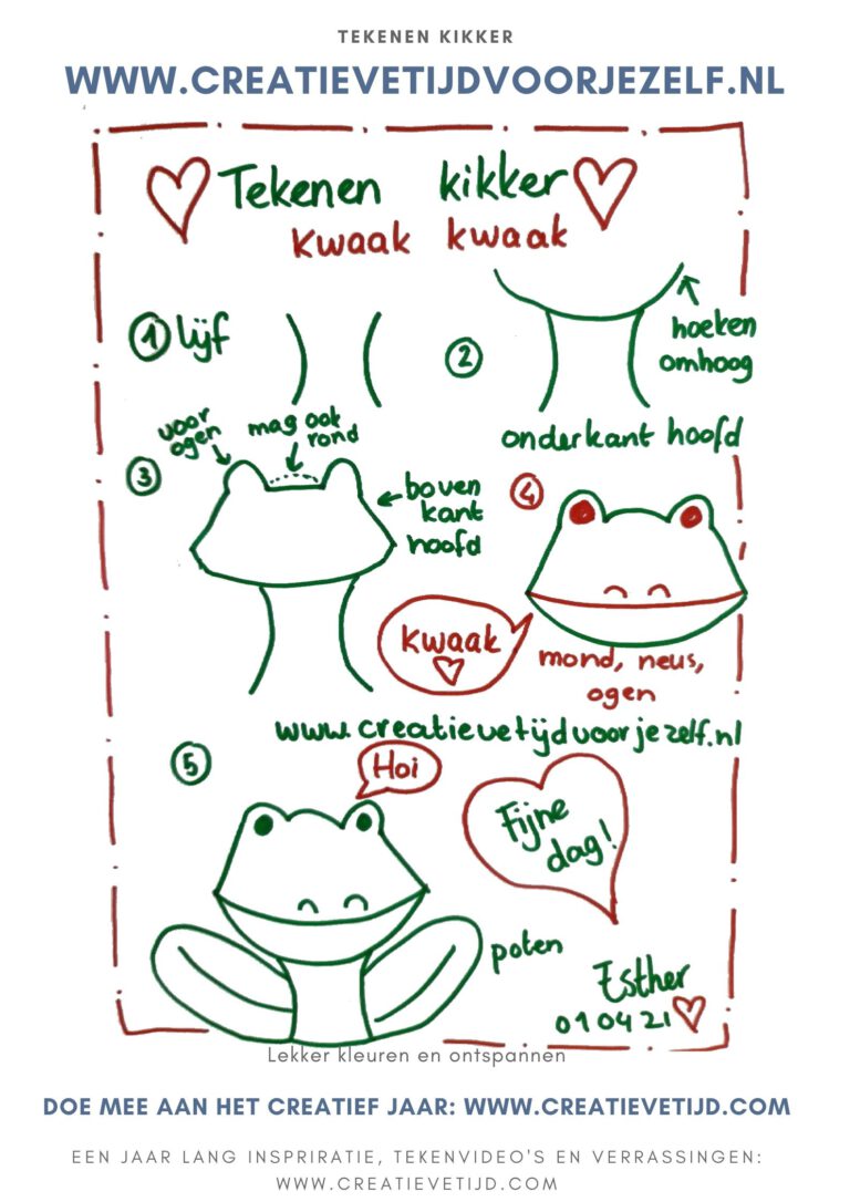 Hoe teken je een kikker Creatieve
