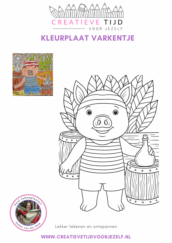 kleurplaat varken om uit te printen en in te kleuren